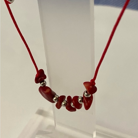 Chic Silver and Red Crystal Adjustable Bracelet - Picture 2 of 4